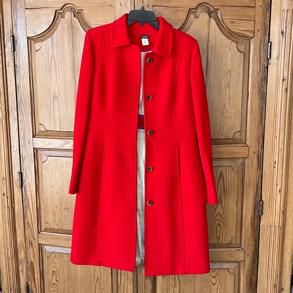 J. Crew Long Red Wool Coat size 12T